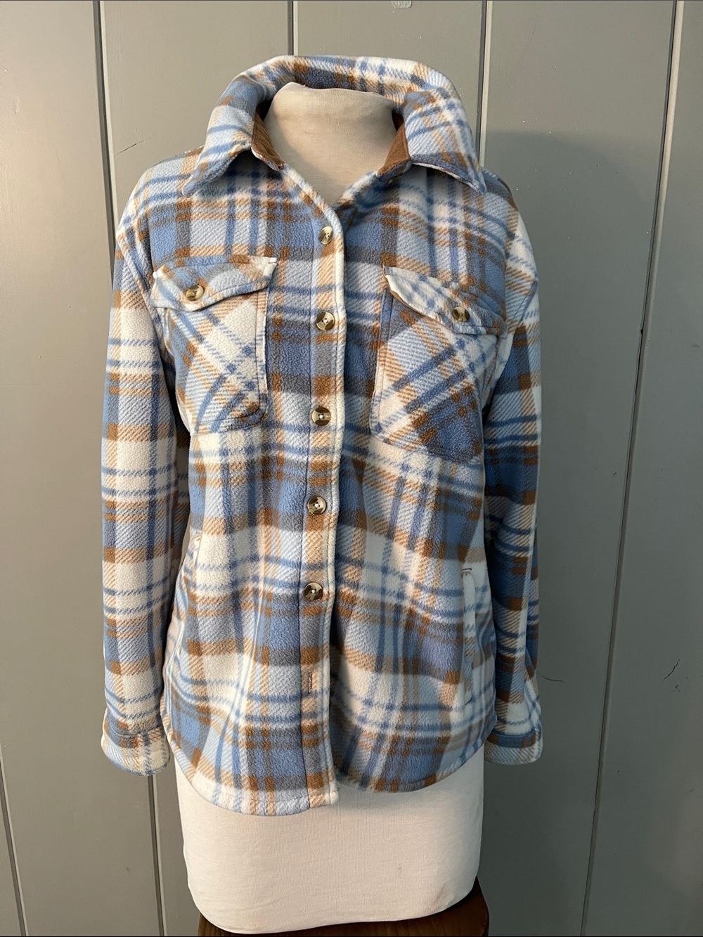 Sage Collective Jacket Shirt Sherpa Plaid Mountain Gorp Cabin Grunge Shacket